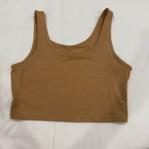 plain tan cropped tank top